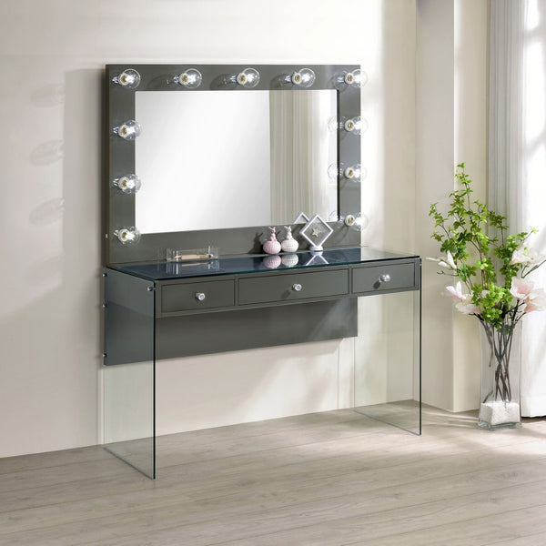 English Elm Katelyne Hollywood Glam Makeup Vanity with Lighted Mirror and Tempered Glass Top B062S01892