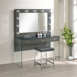 English Elm Katelyne Hollywood Glam Makeup Vanity with Lighted Mirror and Tempered Glass Top B062S01892