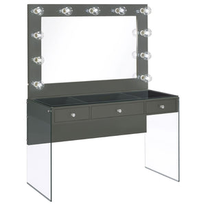 English Elm Katelyne Hollywood Glam Makeup Vanity with Lighted Mirror and Tempered Glass Top B062S01892