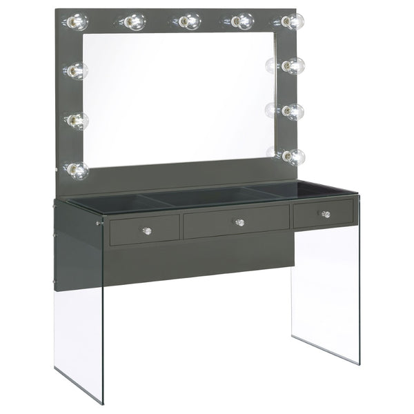 English Elm Katelyne Hollywood Glam Makeup Vanity with Lighted Mirror and Tempered Glass Top B062S01892