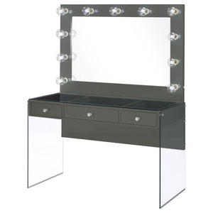 English Elm Katelyne Hollywood Glam Makeup Vanity with Lighted Mirror and Tempered Glass Top B062S01892