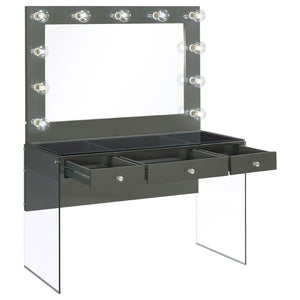English Elm Katelyne Hollywood Glam Makeup Vanity with Lighted Mirror and Tempered Glass Top B062S01892