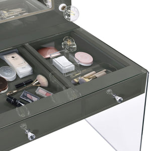 English Elm Katelyne Hollywood Glam Makeup Vanity with Lighted Mirror and Tempered Glass Top B062S01892