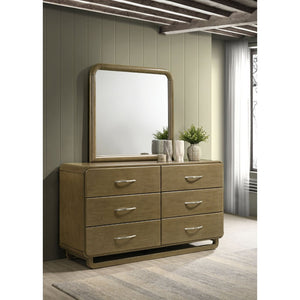 English Elm Bernardo Six Drawer Dresser with Mirror Nutmeg Finish Retro Bedroom Storage Set B062S01894