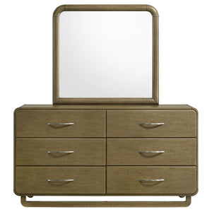 English Elm Bernardo Six Drawer Dresser with Mirror Nutmeg Finish Retro Bedroom Storage Set B062S01894
