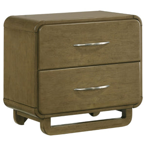 English Elm Bernardo Queen Bedroom Set with Boucle Headboard Nutmeg Finish and Nickel Hardware B062S01895