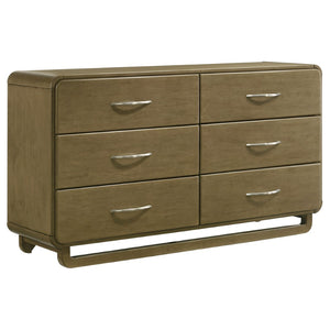 English Elm Bernardo Five Piece Queen Bedroom Set Boucle Headboard Nutmeg Finish Storage B062S01896