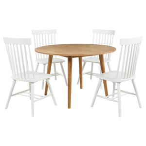 English Elm Finley Round Dining Set Windsor Spindle Chairs Ash Wood 5 Piece Mid-century Table B062S01898