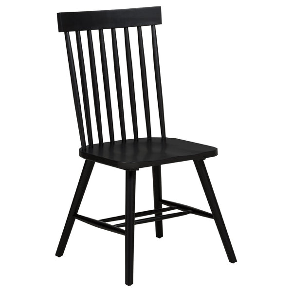 English Elm Finley Round Dining Set Windsor Spindle Chairs Ash Wood 5 Piece Mid-century Table Brown and Black B062S01899