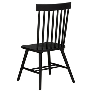 English Elm Finley Round Dining Set Windsor Spindle Chairs Ash Wood 5 Piece Mid-century Table Brown and Black B062S01899