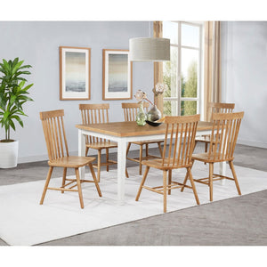 English Elm Aldren Seven Piece Farmhouse Dining Set with Windsor Spindle Chairs and Two-tone Finish Light Ash B062S01900