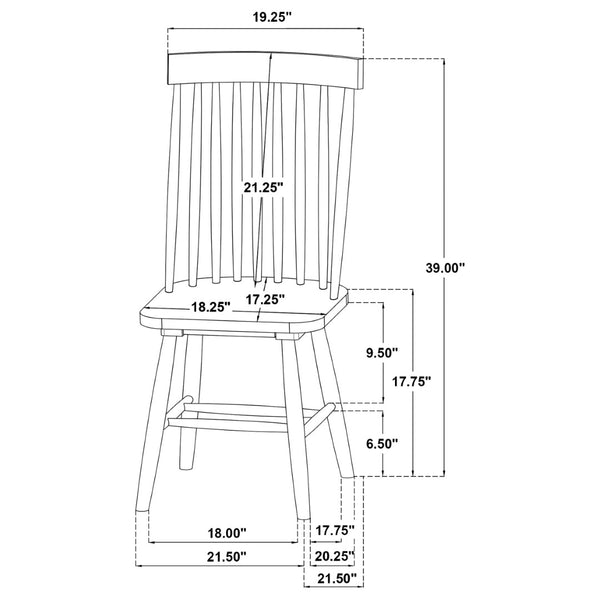English Elm Aldren Seven Piece Farmhouse Dining Set with Windsor Spindle Chairs and Two-tone Finish Light Ash B062S01900