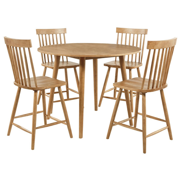 English Elm Sutton Round Counter Height Dining Set Windsor Spindle Chairs Rubberwood Kitchen Table Light Ash B062S01902