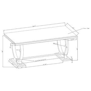 English Elm Mercy Beveled Tempered Glass Dining Table with Sculptural Stainless Steel Trestle Base B062S01906