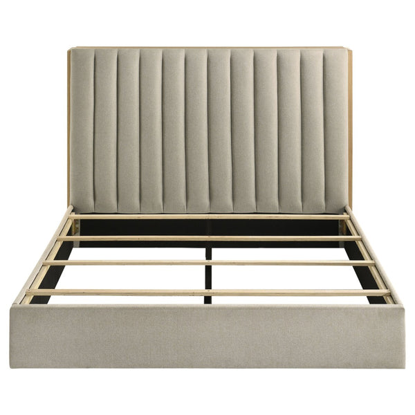 English Elm Merritt Queen Platform Bed with Sliding Bookcase Panels and Tufted Oak Headboard B062S01907