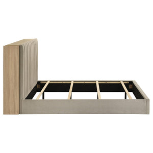 English Elm Merritt Queen Platform Bed with Sliding Bookcase Panels and Tufted Oak Headboard B062S01907