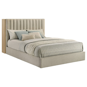 English Elm Merritt Queen Platform Bed with Sliding Bookcase Panels and Tufted Oak Headboard B062S01907