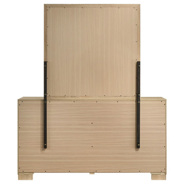 English Elm Merritt Six Drawer Dresser with Wall Mirror Light Oak Finish and Nickel Hardware B062S01908