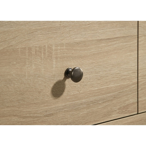 English Elm Merritt Six Drawer Dresser with Wall Mirror Light Oak Finish and Nickel Hardware B062S01908