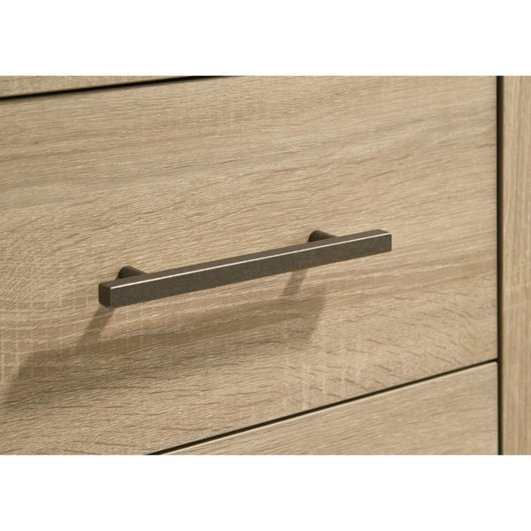 English Elm Merritt Six Drawer Dresser with Wall Mirror Light Oak Finish and Nickel Hardware B062S01908