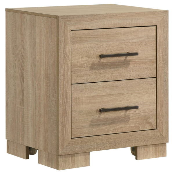 English Elm Merritt Queen Bedroom Set with Tufted Headboard Bookcase Storage and Oak Finish B062S01909