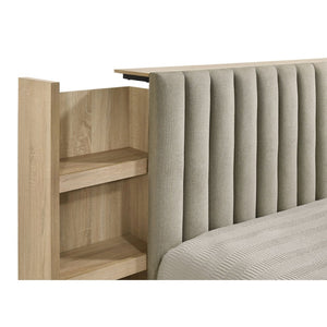 English Elm Merritt Queen Bedroom Set Five Piece Light Oak Channel Tufted Headboard Modern Suite B062S01910