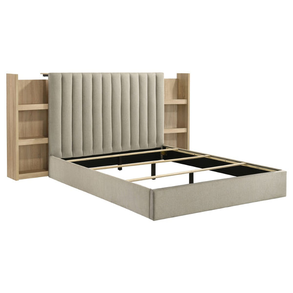 English Elm Merritt Queen Bedroom Set Five Piece Light Oak Channel Tufted Headboard Modern Suite B062S01910