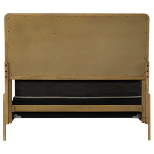 English Elm Benson Eastern King Bedroom Set Upholstered Headboard Ash Veneer Aged Brass Hardware B062S01911