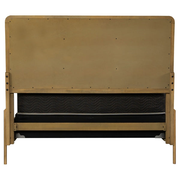 English Elm Benson Eastern King Bedroom Set Upholstered Headboard Ash Veneer Aged Brass Hardware B062S01911