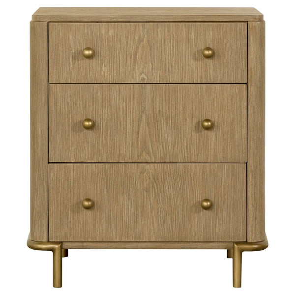 English Elm Benson Eastern King Bedroom Set Upholstered Headboard Ash Veneer Aged Brass Hardware B062S01911