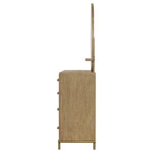 English Elm Benson Sand Wash 8 Drawer Dresser with Mirror Aged Brass Ash Veneer Bedroom B062S01915