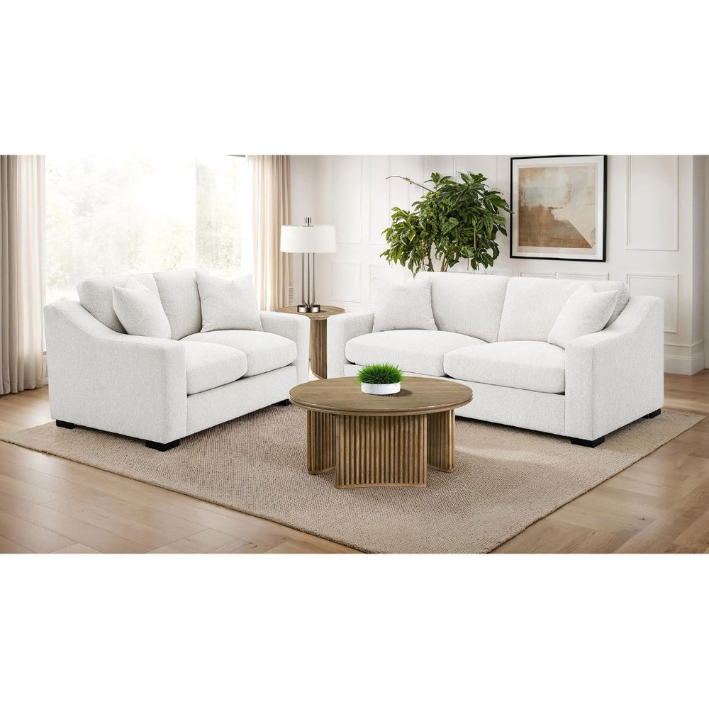 English Elm Chelan Sand Fabric Sofa and Loveseat Set with Pocket Coil Cushions for Living Rooms B062S01917