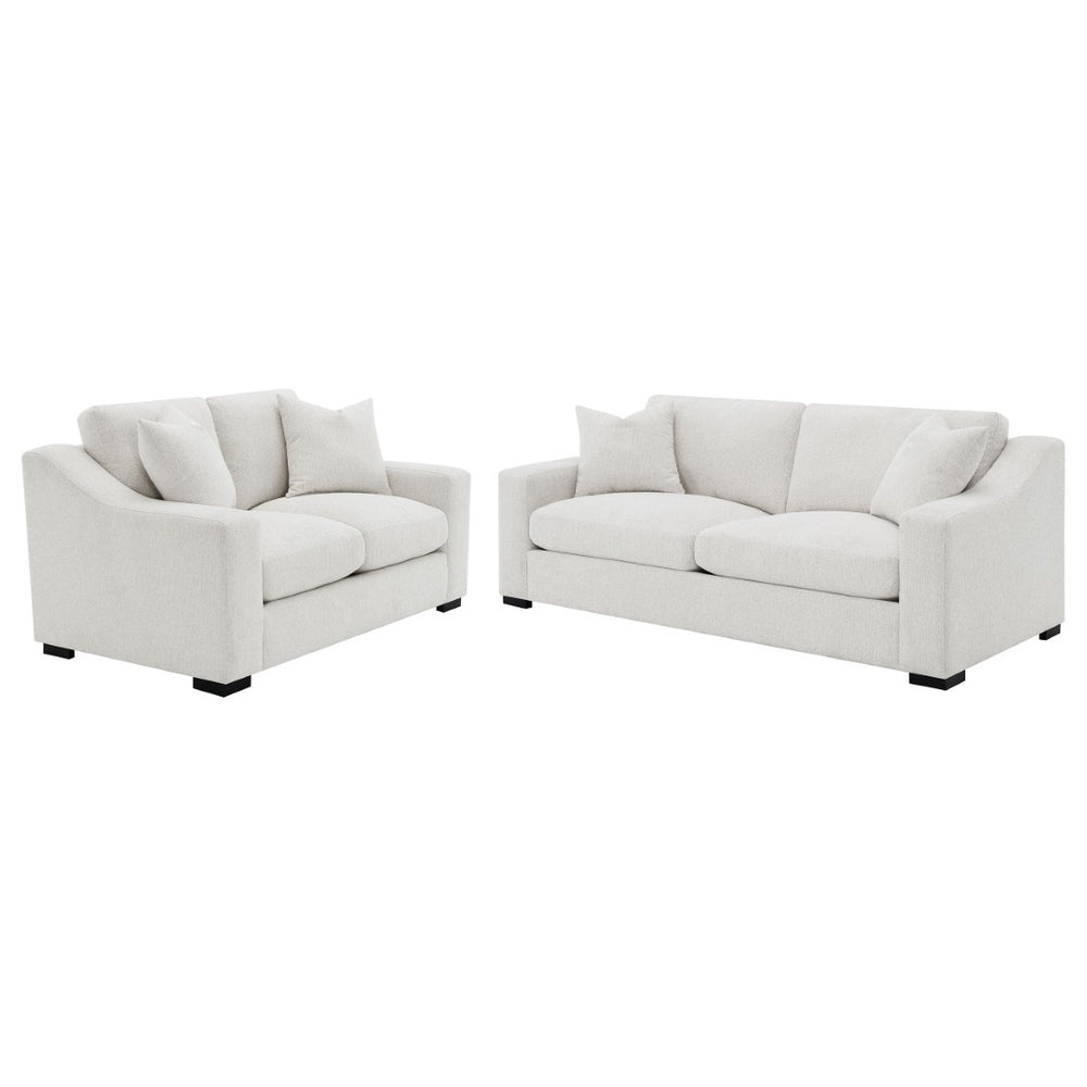 English Elm Chelan Sand Fabric Sofa and Loveseat Set with Pocket Coil Cushions for Living Rooms B062S01917