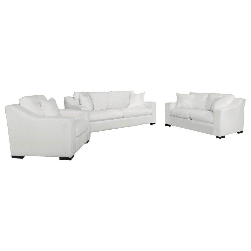 English Elm Chelan Three Piece Living Room Sofa Set with Textured Fabric and Cappuccino Block Legs B062S01919