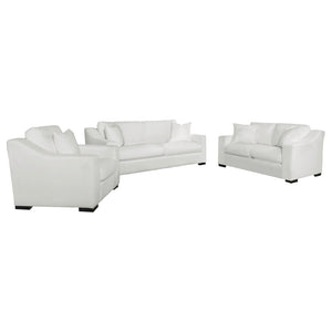 English Elm Chelan Three Piece Living Room Sofa Set with Textured Fabric and Cappuccino Block Legs B062S01919