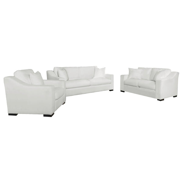 English Elm Chelan Three Piece Living Room Sofa Set with Textured Fabric and Cappuccino Block Legs B062S01919