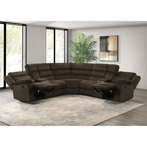 English Elm Kendra Corduroy Reclining Sectional with Channel Tufting and Storage Consoles B062S01920