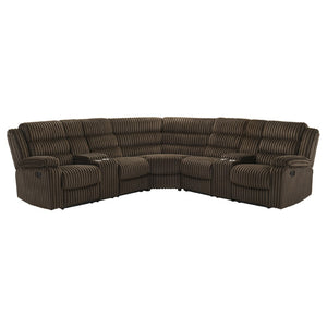 English Elm Kendra Corduroy Reclining Sectional with Channel Tufting and Storage Consoles B062S01920