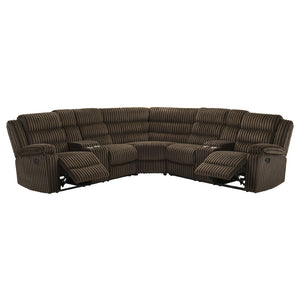 English Elm Kendra Corduroy Reclining Sectional with Channel Tufting and Storage Consoles B062S01920