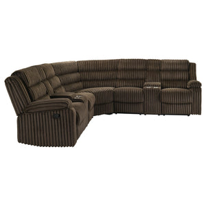 English Elm Kendra Corduroy Reclining Sectional with Channel Tufting and Storage Consoles B062S01920
