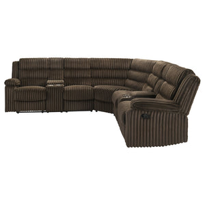 English Elm Kendra Corduroy Reclining Sectional with Channel Tufting and Storage Consoles B062S01920