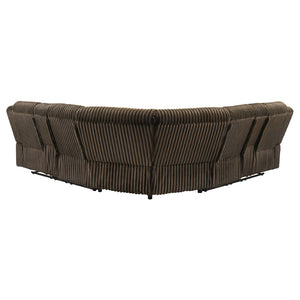 English Elm Kendra Corduroy Reclining Sectional with Channel Tufting and Storage Consoles B062S01920