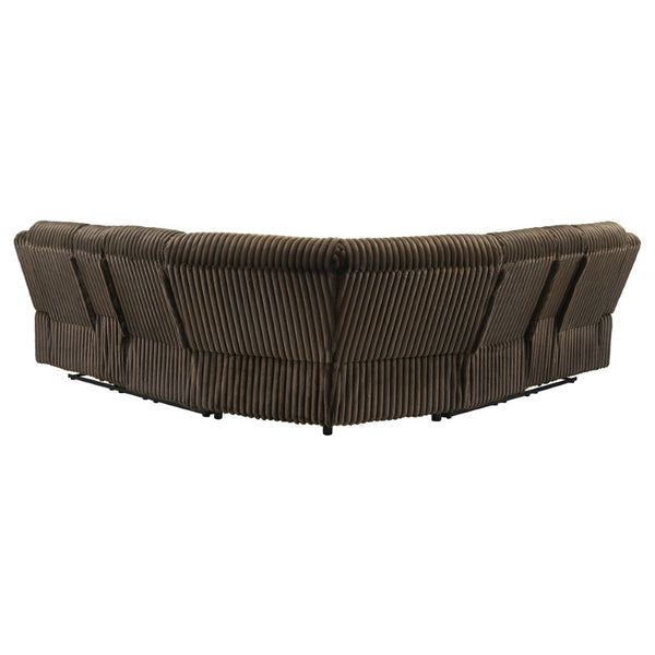 English Elm Kendra Corduroy Reclining Sectional with Channel Tufting and Storage Consoles B062S01920