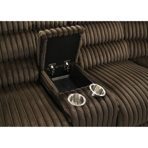 English Elm Kendra Corduroy Reclining Sectional with Channel Tufting and Storage Consoles B062S01920