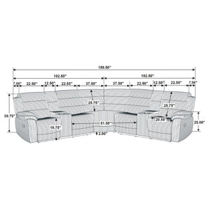 English Elm Kendra Corduroy Reclining Sectional with Channel Tufting and Dual Storage Consoles B062S01921