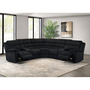 English Elm Kendra Corduroy Reclining Sectional with Channel Tufting and Dual Storage Consoles B062S01921