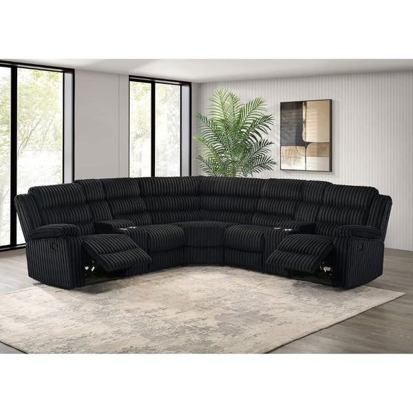 English Elm Kendra Corduroy Reclining Sectional with Channel Tufting and Dual Storage Consoles B062S01921