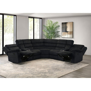 English Elm Kendra Corduroy Reclining Sectional with Channel Tufting and Dual Storage Consoles B062S01921