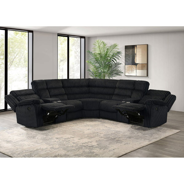 English Elm Kendra Corduroy Reclining Sectional with Channel Tufting and Dual Storage Consoles B062S01921