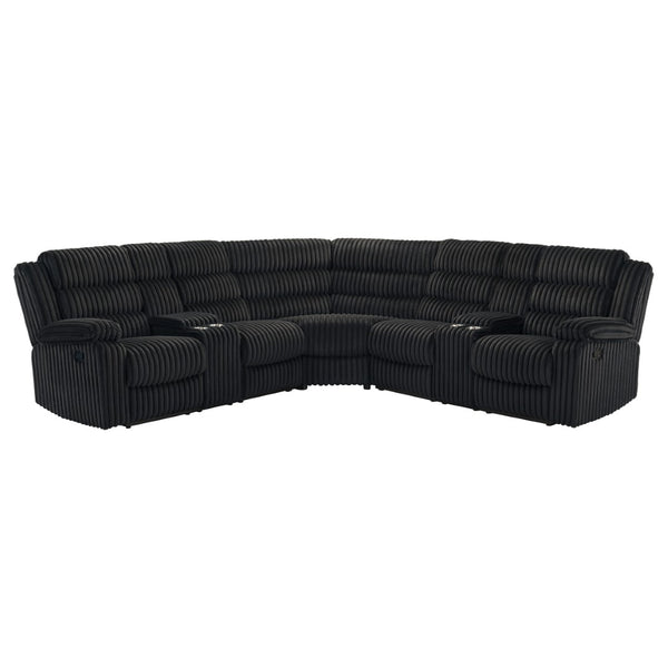 English Elm Kendra Corduroy Reclining Sectional with Channel Tufting and Dual Storage Consoles B062S01921